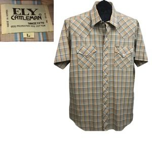 1970s Plaid Checked Western Button Up Cowboy Shirt AS IS / Men’s Large *
